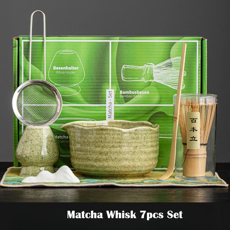 Bamboo Whisk Chasen - مجموعة خفاقة الماتشا 7 قطع مع