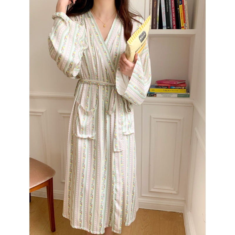 Kimono Yukata Cotton - الكورية Ins كيمونو رداء منامة الإناث