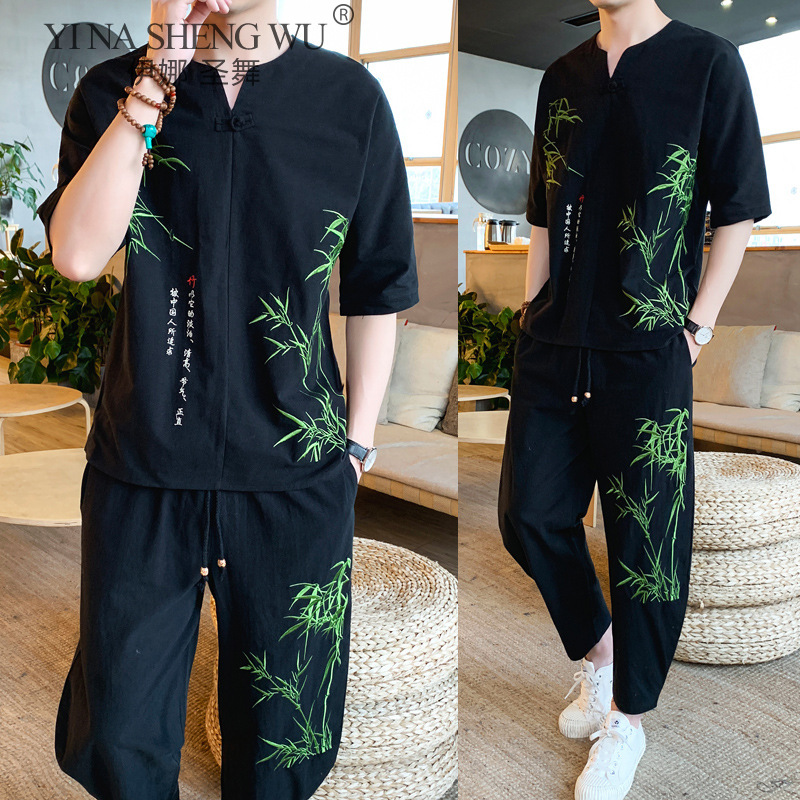Kimono Yukata Cotton - كيمونو اليابانية الرجال المطبوعة قصيرة الأكمام