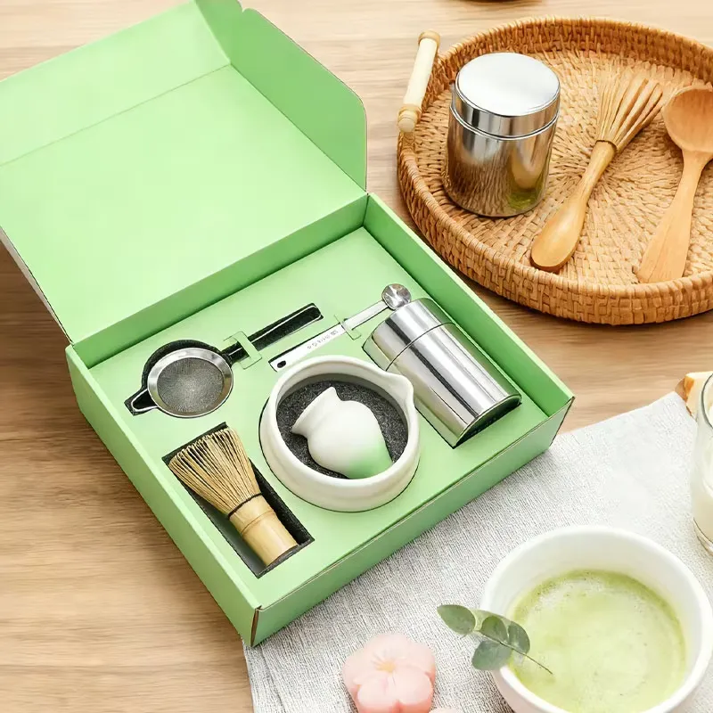 Bamboo Whisk Chasen - صندوق طقم ماتشا محمول مخصص من