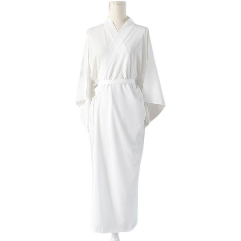 Kimono Yukata Cotton - فستان داخلي طويل أبيض وأسود للكيمونو