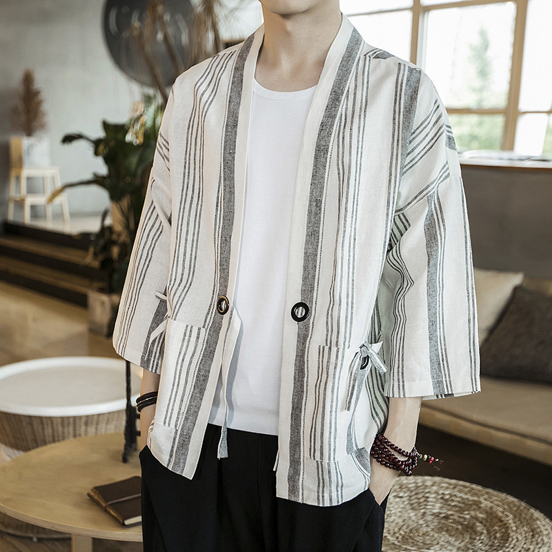 سترة رجالية مخططة ثوب كيمونو ، - مراجعة Kimono Yukata Cotton وسعره