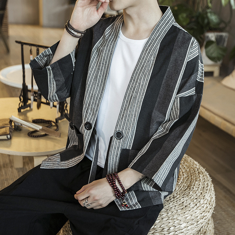 سترة رجالية مخططة ثوب كيمونو ، - مراجعة Kimono Yukata Cotton وسعره