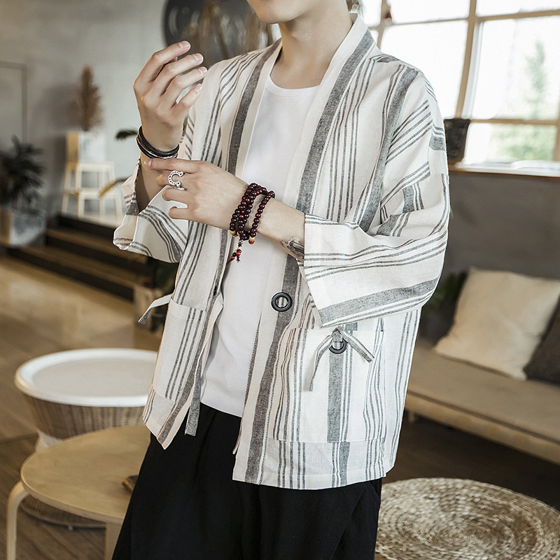سترة رجالية مخططة ثوب كيمونو ، - مراجعة Kimono Yukata Cotton وسعره