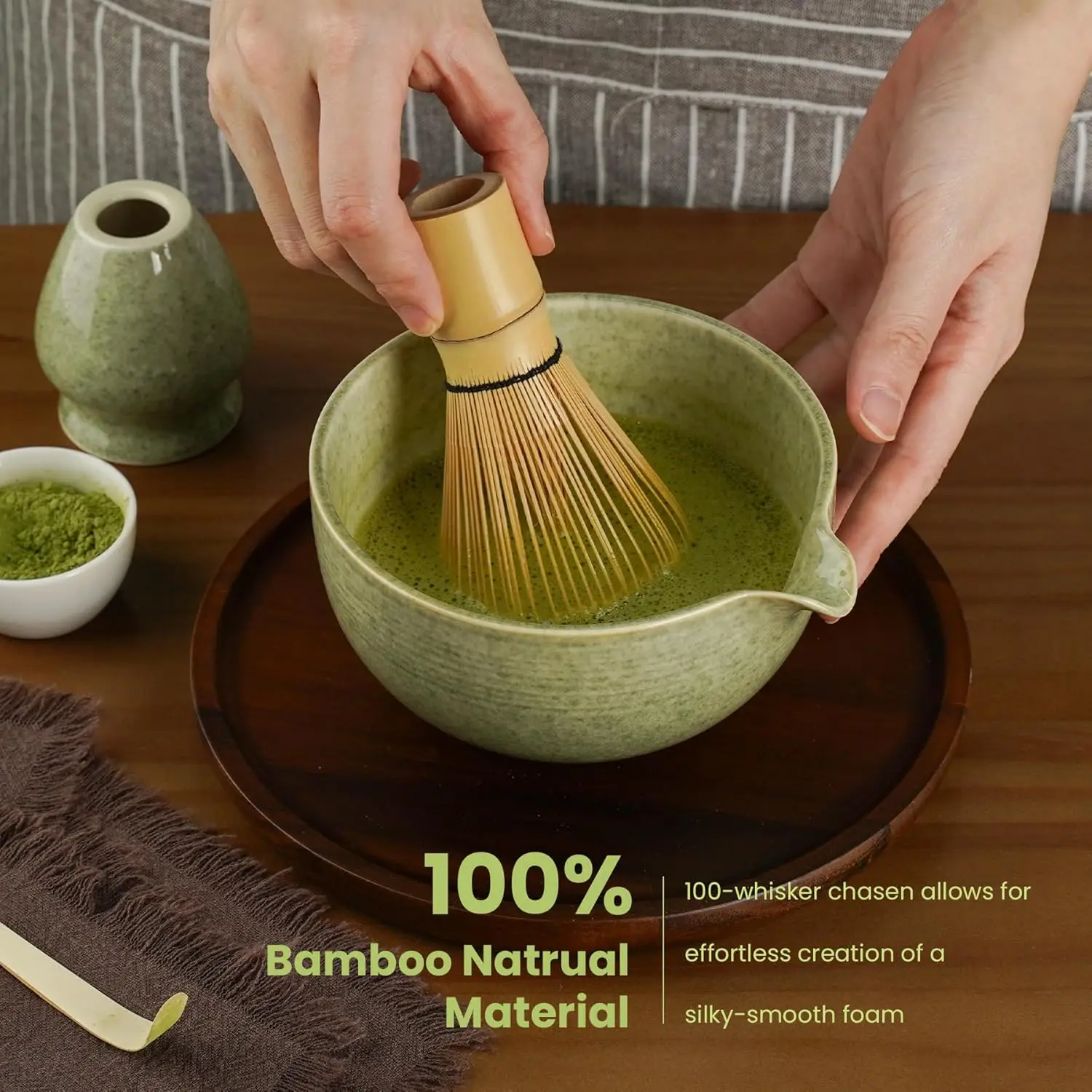 مجموعة خفاقة الماتشا 7 قطع مع  - مراجعة Bamboo Whisk Chasen وسعره