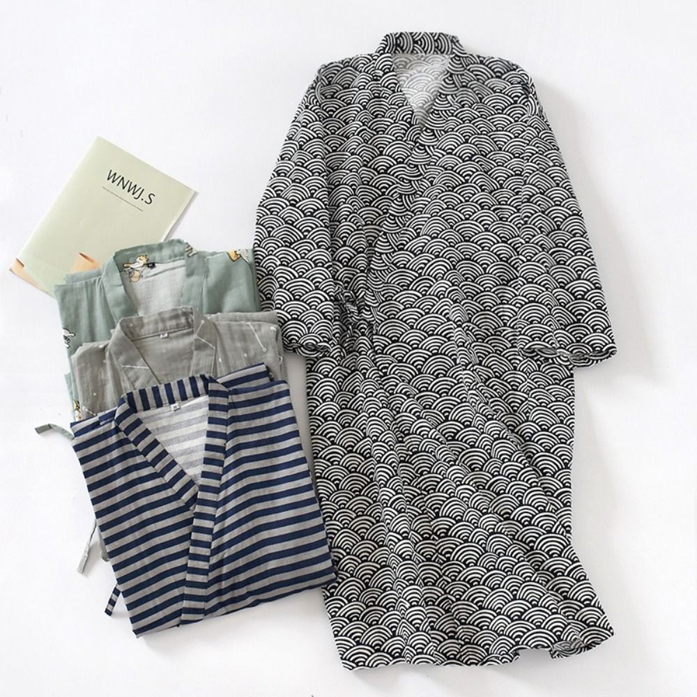 ملابس نوم رجالية بياقة على شكل - مراجعة Kimono Yukata Cotton وسعره